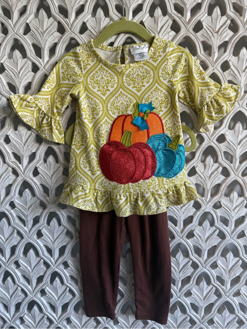 Emily Rose Pumpkin Fall Outfit 2 Piece Set Girls 18M
